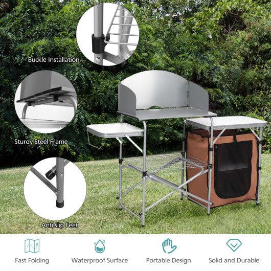 Foldable Outdoor BBQ Portable Grilling Table With Windscreen Bag at Set Shop and Smile