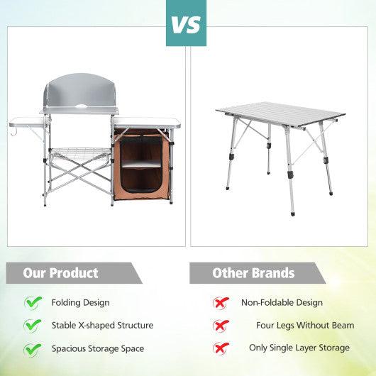Foldable Outdoor BBQ Portable Grilling Table With Windscreen Bag at Set Shop and Smile