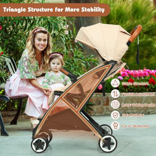 Lightweight Aluminium Frame Baby Stroller with Net-Beige at Set Shop and Smile