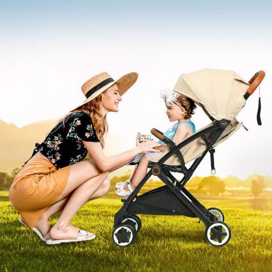 Lightweight Aluminium Frame Baby Stroller with Net-Beige at Set Shop and Smile
