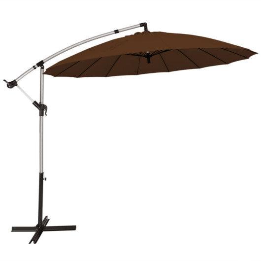 10 Feet Patio Offset Umbrella Market Hanging Umbrella for Backyard Poolside Lawn Garden-Tan at Set Shop and Smile