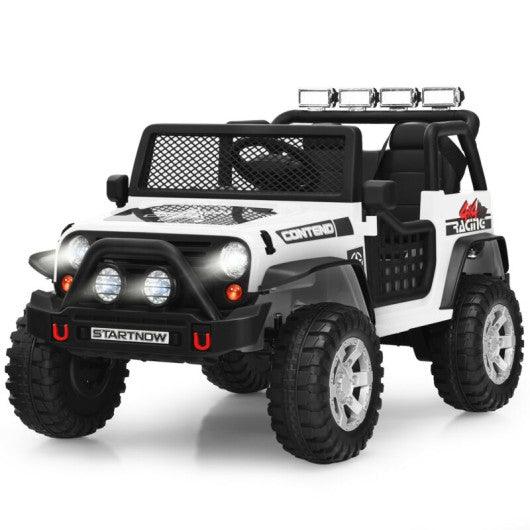 12V Kids Remote Control Electric Ride On Truck Car with Lights and Music -White at Set Shop and Smile