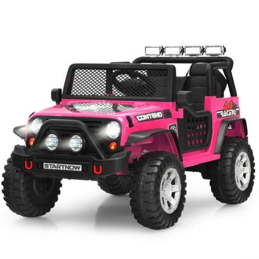 12V Kids Remote Control Electric Ride On Truck Car with Lights and Music -Pink at Set Shop and Smile