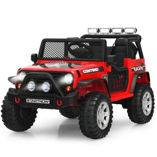 12V Kids Remote Control Electric Ride On Truck Car with Lights and Music -Red at Set Shop and Smile