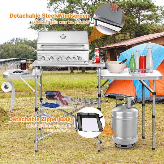 Foldable Outdoor BBQ Portable Grilling Table With Windscreen Bag at Set Shop and Smile