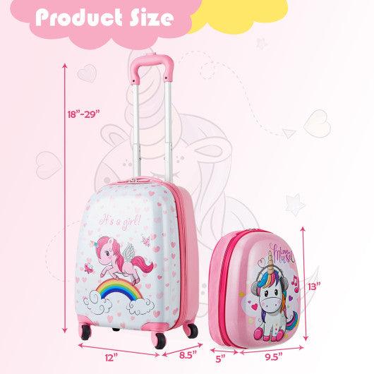 2 Pieces Kids Luggage Set 12 Inch Backpack and 16 Inch Kid Carry on Suitcase with Wheels at Set Shop and Smile