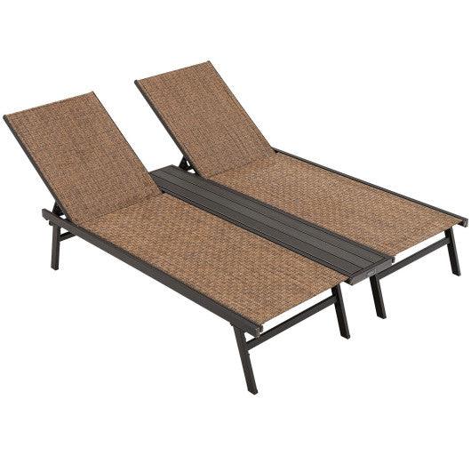 2-Person Patio Chaise Lounge with Middle Panel-Brown at Set Shop and Smile
