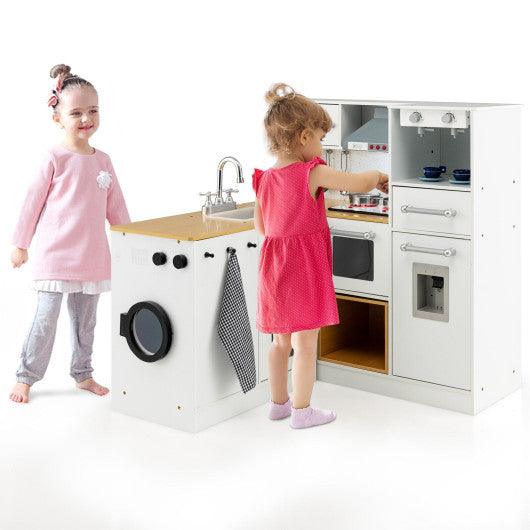 2-Pieces Wooden Kids Kitchen Playset with Light and Sound at Set Shop and Smile