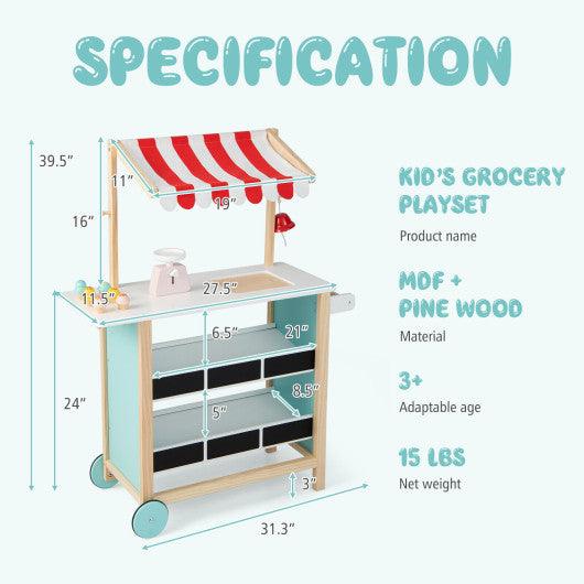 Kids Wooden Ice Cream Cart with Chalkboard and Storage at Set Shop and Smile
