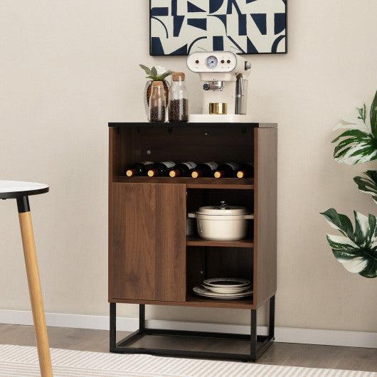 Wine Storage Cabinet Buffet Sideboard with Adjustable Shelf and Sliding Door-Brown at Set Shop and Smile
