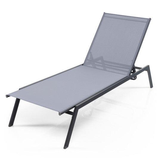 Outdoor Adjustable Chaise Lounge Chair with Lay Flat Position and Quick-Drying Fabric at Set Shop and Smile