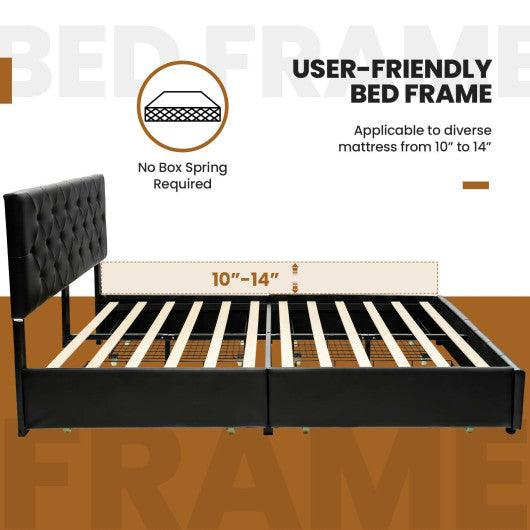 Full/Queen PU Leather Upholstered Platform Bed with 4 Drawers-Full Size at Set Shop and Smile