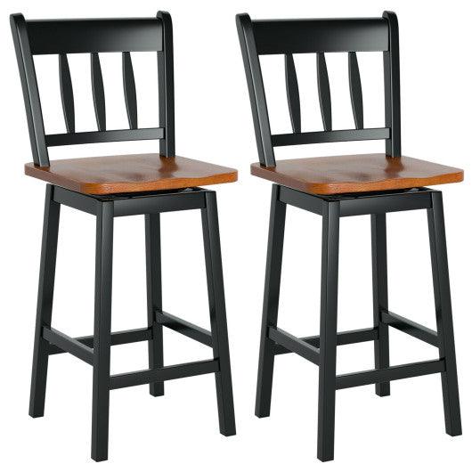 24.5 Inches Set of 2 Swivel Bar Stools with 360° Swiveling-Black at Set Shop and Smile