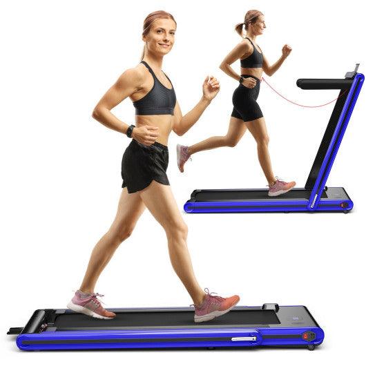 2-in-1 Folding Treadmill with Dual LED Display-Navy at Set Shop and Smile