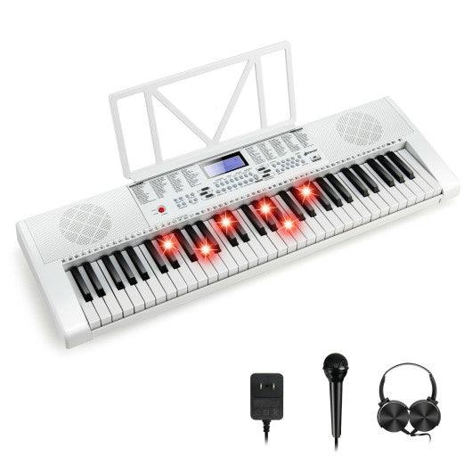 61-Key Electric Piano Keyboard for Beginner-White at Set Shop and Smile