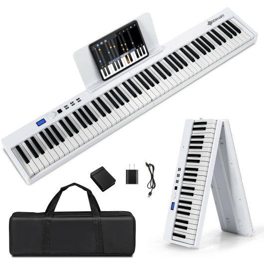 88-Key Foldable Digital Piano with MIDI and Wireless BT-White at Set Shop and Smile