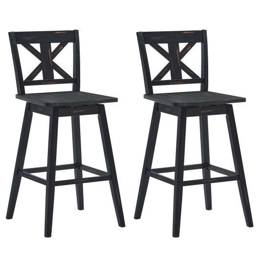 Set of 2 360-Degree Swivel Bar Stools for Home Restaurant-Black at Set Shop and Smile