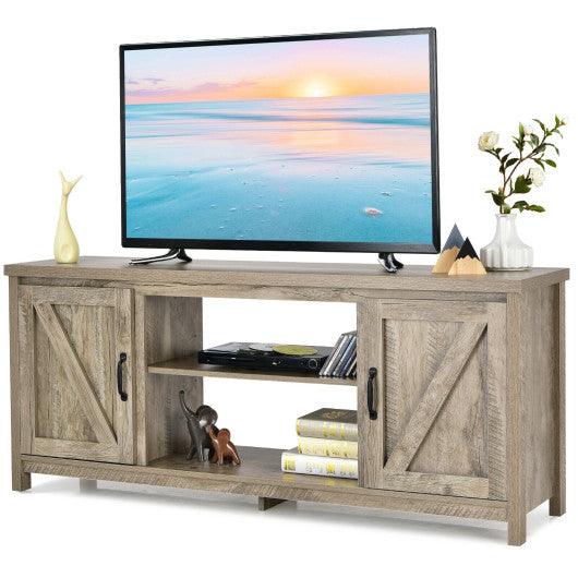 59 Inches TV Stand Media Console Center with Storage Cabinet-Natural at Set Shop and Smile