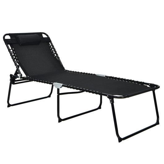 4 Position Folding Lounge Chaise with Adjustable Backrest and Footrest-Black at Set Shop and Smile