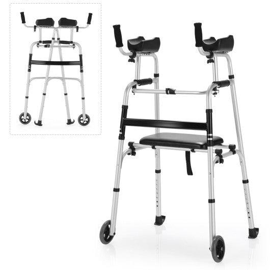 Height Adjustable Rolling Walker With Seat and Armrest Pad at Set Shop and Smile