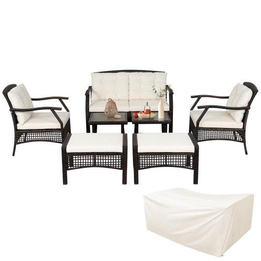 7 Pieces Outdoor Patio Furniture Set with Waterproof Cover at Set Shop and Smile