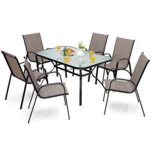 7-Piece Patio Dining Set with 6 Stackable Chairs at Set Shop and Smile