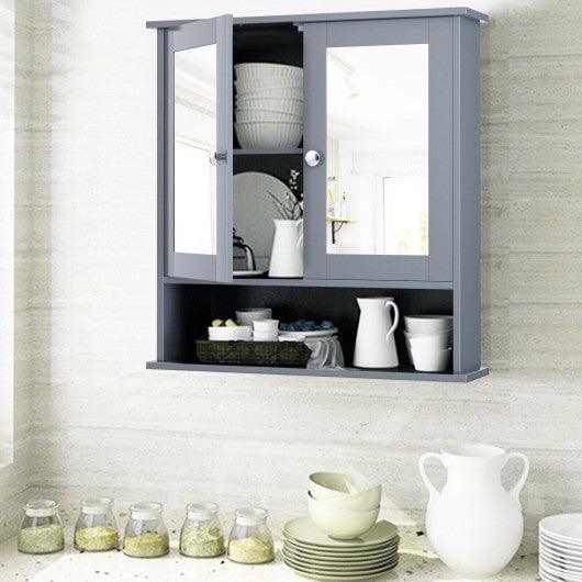 Bathroom Wall Mount Mirror Cabinet Organizer-Gray at Set Shop and Smile