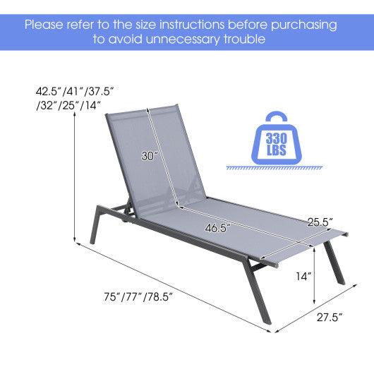 Outdoor Adjustable Chaise Lounge Chair with Lay Flat Position and Quick-Drying Fabric at Set Shop and Smile