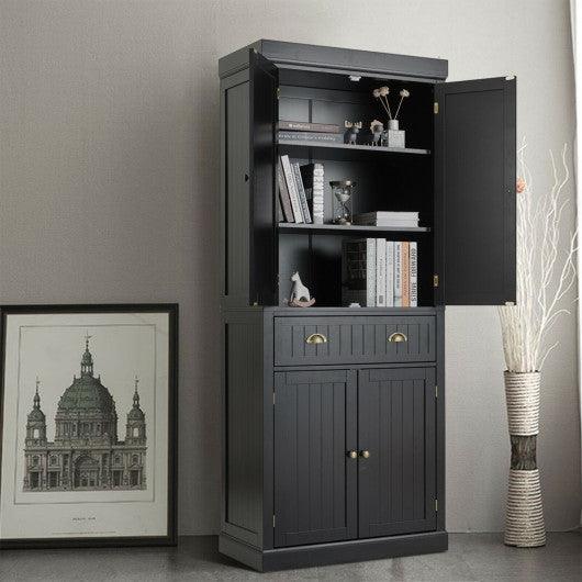 Cupboard Freestanding Kitchen Cabinet w/ Adjustable Shelves-Black at Set Shop and Smile