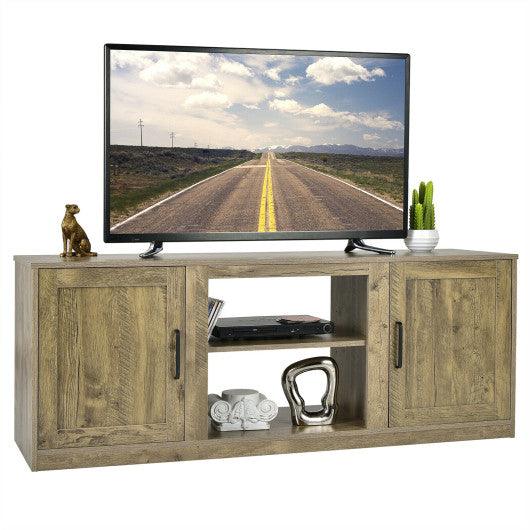 58 Inch TV Stand with 1500W Faux Fireplace for TVs up to 65 Inch-Natural at Set Shop and Smile