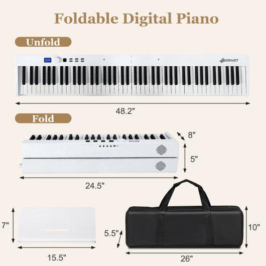 88-Key Foldable Digital Piano with MIDI and Wireless BT-White at Set Shop and Smile