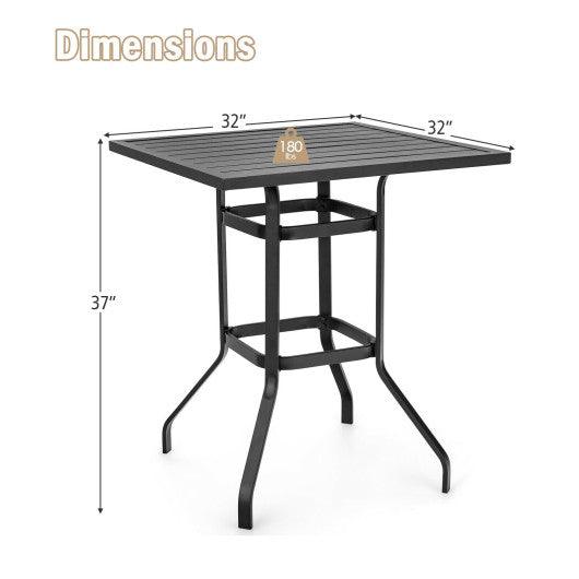 32 Inches Outdoor Steel Square Bar Table with Powder-Coated Tabletop at Set Shop and Smile