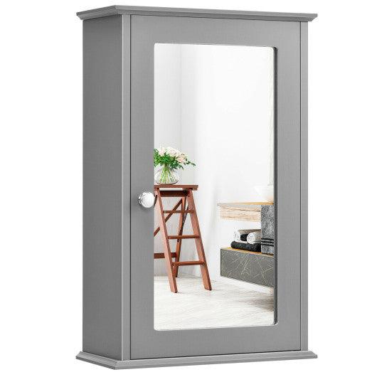Bathroom Wall Cabinet with Single Mirror Door-Gray at Set Shop and Smile