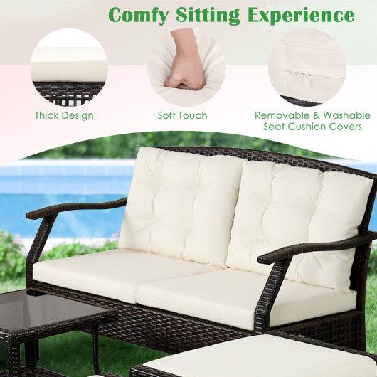7 Pieces Outdoor Patio Furniture Set with Waterproof Cover at Set Shop and Smile