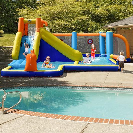 Giant Soccer-Themed Inflatable Water Slide with 735W Blower at Set Shop and Smile