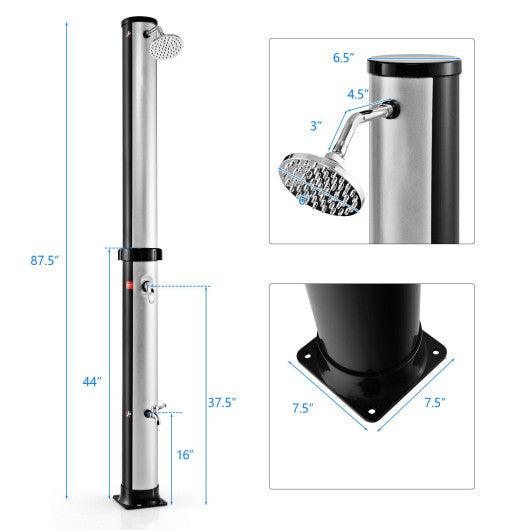 7.2 Feet Solar-Heated Outdoor Shower with Free-Rotating Shower Head-Silver at Set Shop and Smile