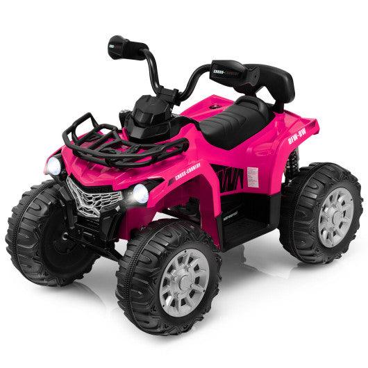 12V Kids Ride On ATV 4 Wheeler with MP3 and Headlights-Pink at Set Shop and Smile