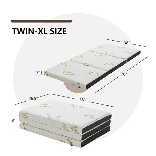 Queen 3 Inch Tri-fold Memory Foam Floor Mattress Topper Portable with Carrying Bag-S at Set Shop and Smile