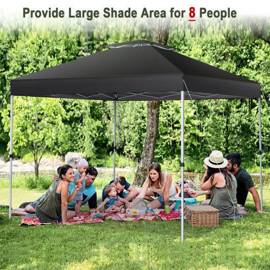 2-Tier 10 x 10 Feet Pop-up Canopy Tent with Wheeled Carry Bag-Black at Set Shop and Smile