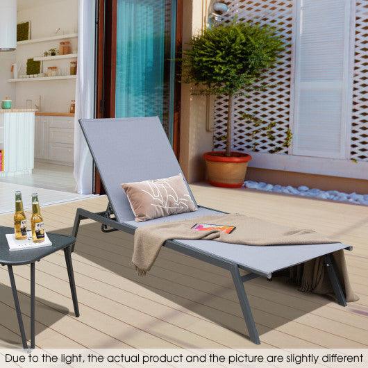 Outdoor Adjustable Chaise Lounge Chair with Lay Flat Position and Quick-Drying Fabric at Set Shop and Smile