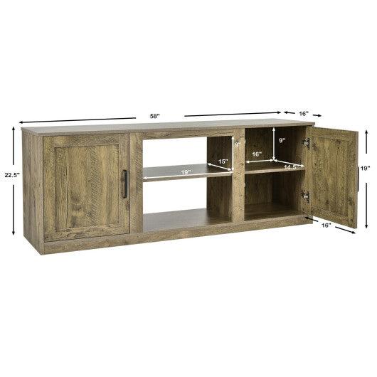 58 Inch TV Stand with 1500W Faux Fireplace for TVs up to 65 Inch-Natural at Set Shop and Smile