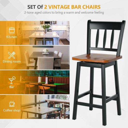 24.5 Inches Set of 2 Swivel Bar Stools with 360° Swiveling-Black at Set Shop and Smile