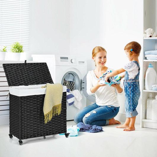 Laundry Hamper with Wheels and Lid-Black at Set Shop and Smile