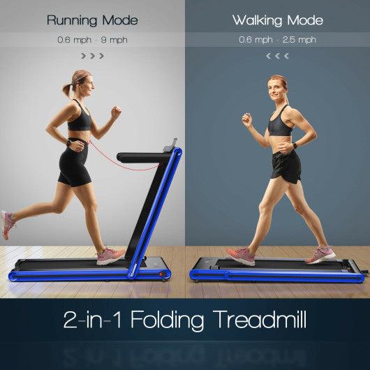 2-in-1 Folding Treadmill with Dual LED Display-Navy at Set Shop and Smile