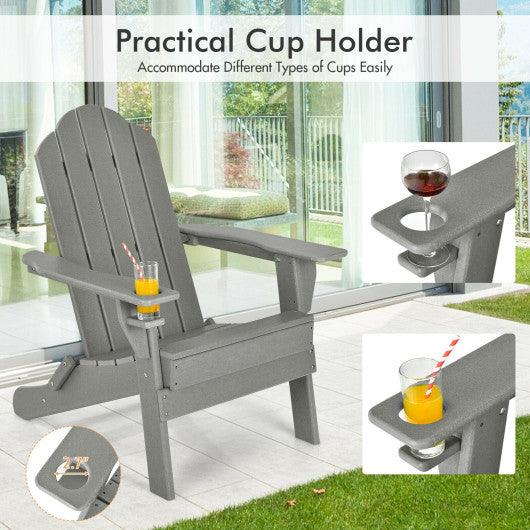 Foldable Weather Resistant Patio Chair with Built-in Cup Holder-Gray at Set Shop and Smile