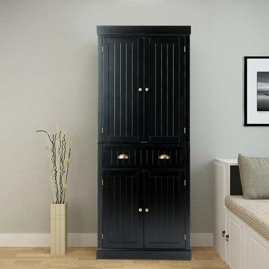 Cupboard Freestanding Kitchen Cabinet w/ Adjustable Shelves-Black at Set Shop and Smile