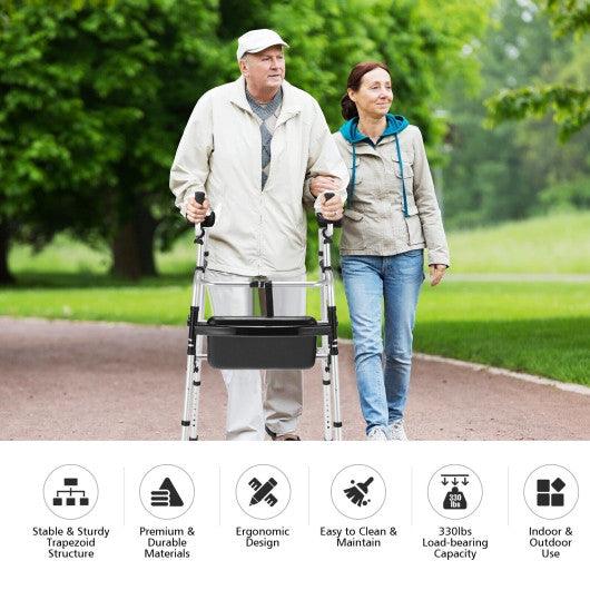 Height Adjustable Rolling Walker With Seat and Armrest Pad at Set Shop and Smile