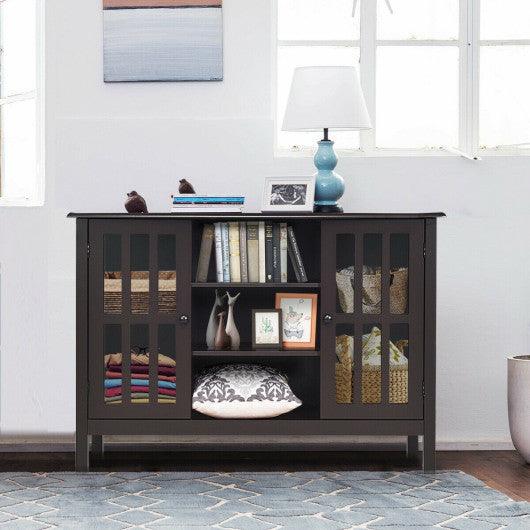 Wooden TV Stand Console Cabinet for 50 Inch TV-Brown at Set Shop and Smile