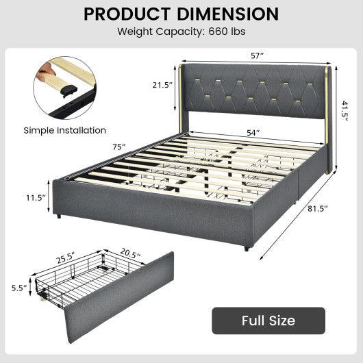 Full/Queen Size Upholstered Bed Frame with 4 Storage Drawers-Full Size at Set Shop and Smile