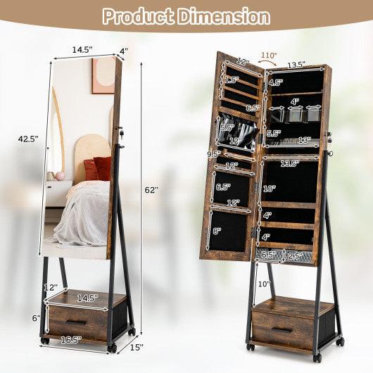 Jewelry Cabinet with Full Length Mirror-Brown at Set Shop and Smile